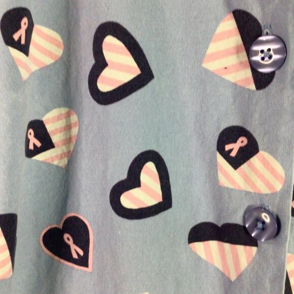 Nurse Scrub Cancer Awareness Long Sleeve Blue Pink Small - Picture 2 of 4